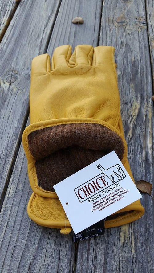 Alpaca Knit Lined Cowhide Leather Gloves - Alpaca Made in the USA - Image 5