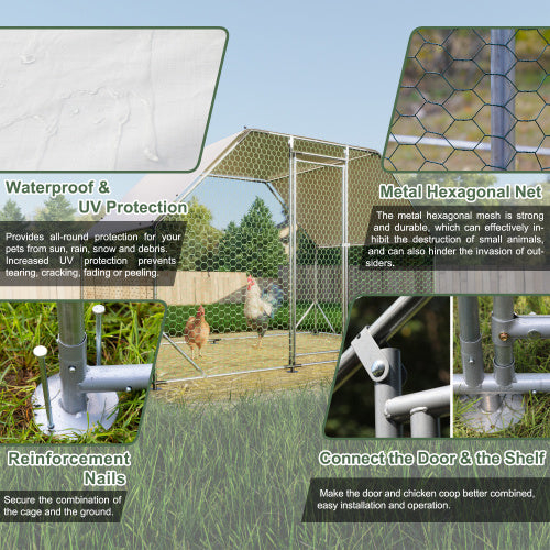 9.94 Ft. X 6.46 Ft. X 6.36 Ft. Metal Large Chicken Coop Walk-in - Image 3