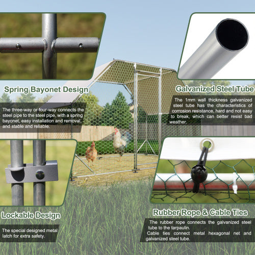 9.94 Ft. X 6.46 Ft. X 6.36 Ft. Metal Large Chicken Coop Walk-in - Image 2