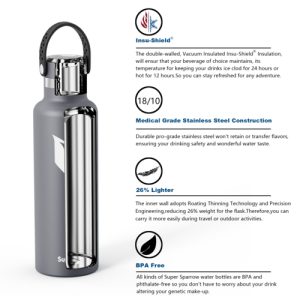 Ultra-Light Stainless Steel Water Bottle, 25OZ / 750ML