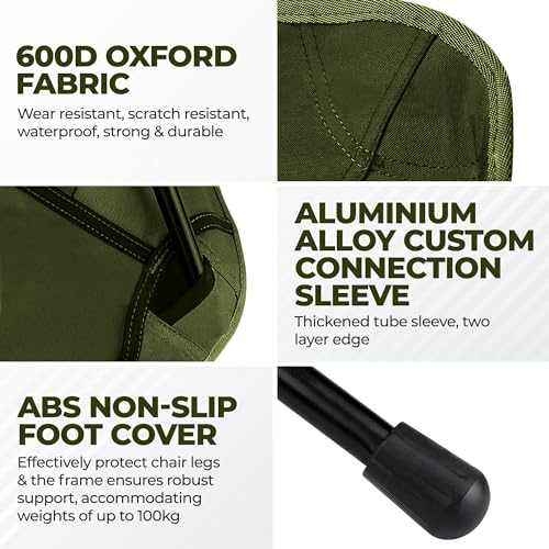 Low Back Ultralight Folding Camping Chairs With Storage Pouch - Army - Image 5