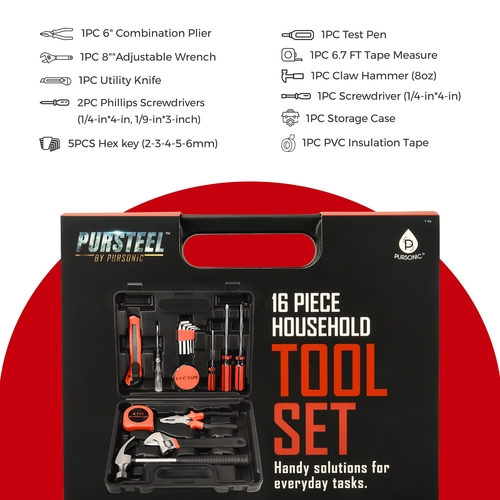 16-Piece Household Handy Solutions Tool Kit - Image 4
