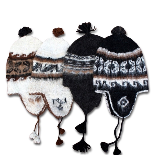 Adult Brushed Knit Alpaca Chullo with Ear Flaps - Image 4