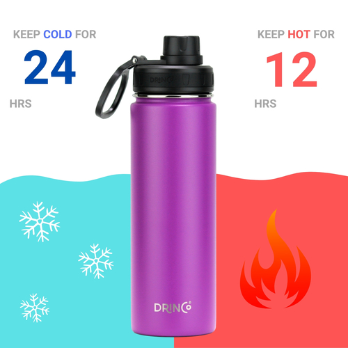 DRINCO® 22oz Stainless Steel Sport Water Bottle - Deep Purple - Image 4