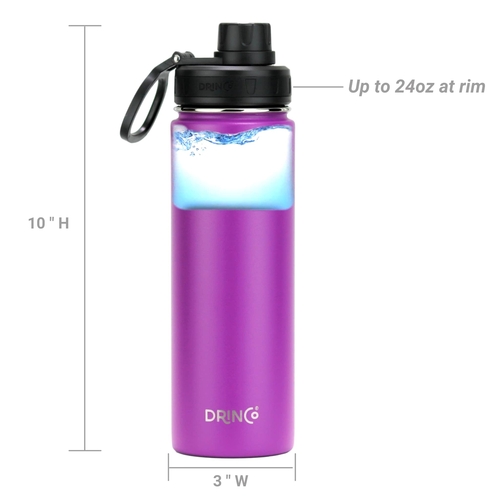 DRINCO® 22oz Stainless Steel Sport Water Bottle - Deep Purple - Image 5