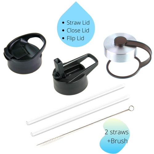 DRINCO® 32oz Stainless Steel Water Bottle (3 lids) - Teal - Image 4