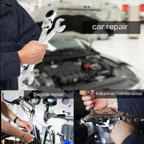 Pro Spanner Wrench Ratchet Polished Set Kit Metric 8 -19mm Car Tools - Image 2