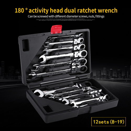 Pro Spanner Wrench Ratchet Polished Set Kit Metric 8 -19mm Car Tools - Image 6