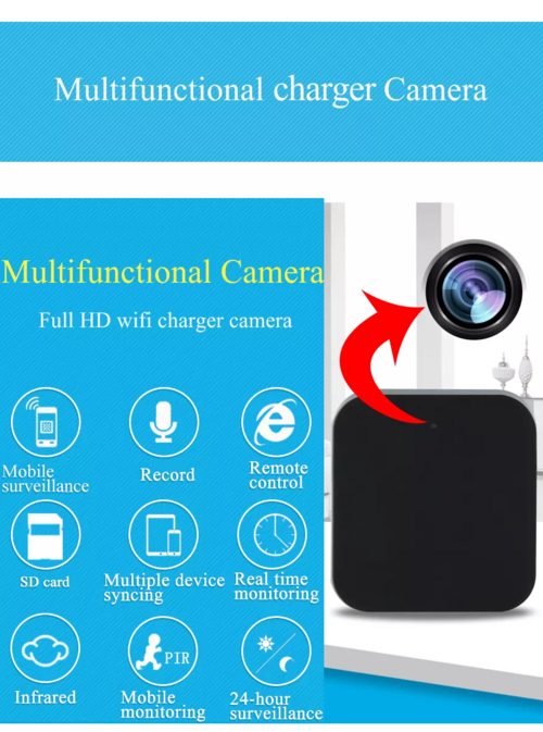 Night Vision 1080P Wifi Nanny Cam Wall Charger Hidden Spy Cameras - Image 3