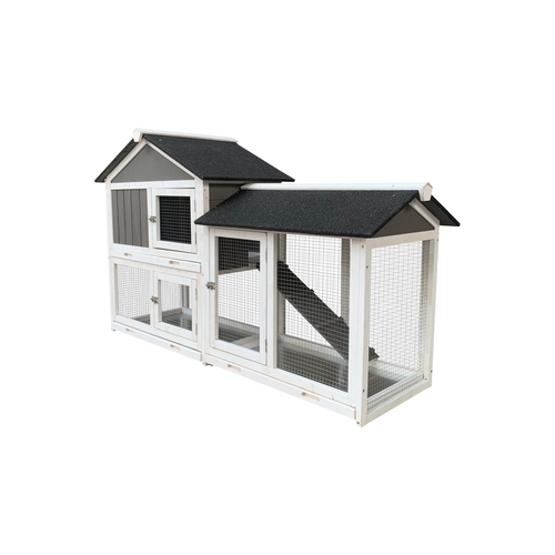 Removable Tray Ramp wooden outdoor rabbit hutch with running cage - Image 3