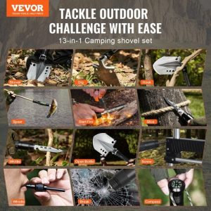 Survival Shovel 13 in 1 Camping Shovel Folding Multitool Portable