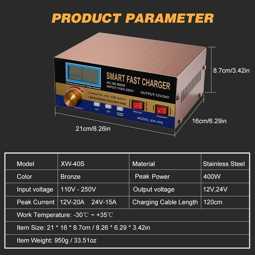 Intelligent Automatic Battery Charger 12V/24VReconditioner Pulse - Image 4