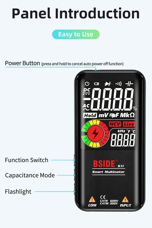 S10/11 Digital Multimeter 9999counts Smart DC AC Voltage Capacitor Ohm