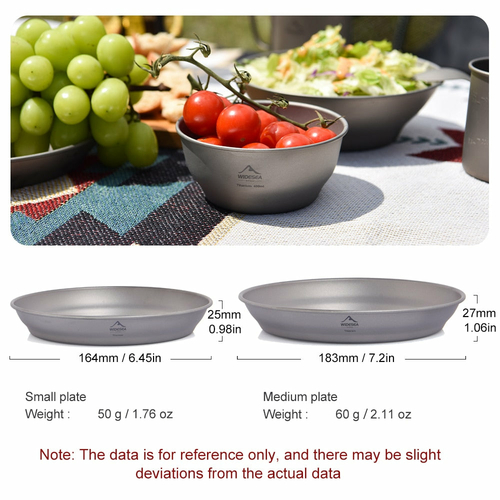 Camping Ultralight Titanium Bowl Plate Pan Tableware Set Multi Size - Image 5