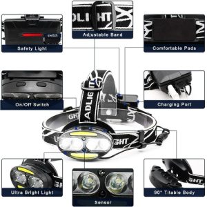 Mini Rechargeable COB LED Headlamp Body Motion Sensor Bicycle Head