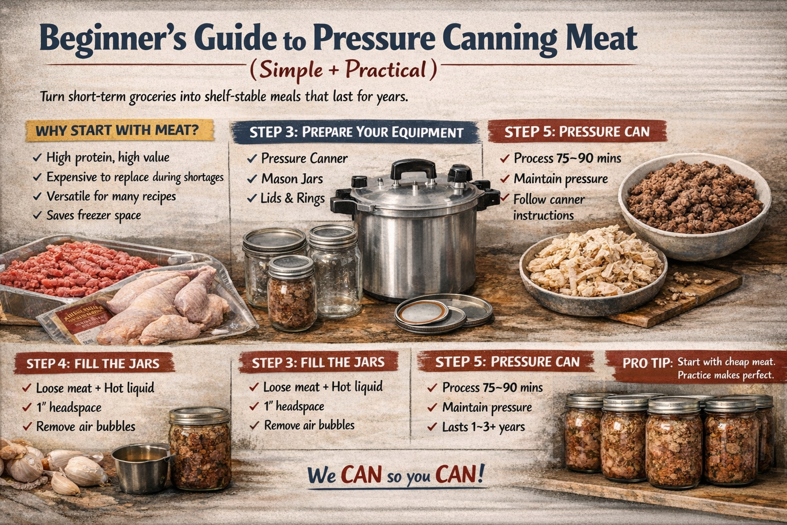 Beginner’s Guide to Pressure Canning Meat (Simple + Practical)