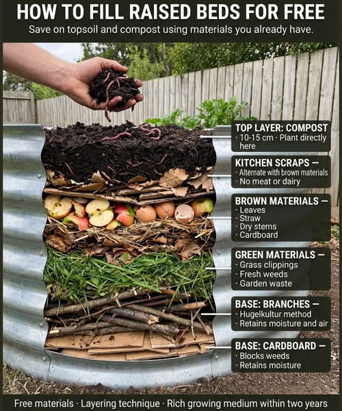 How to Fill a Raised Garden Bed for Free (Step-by-Step Layering Method)